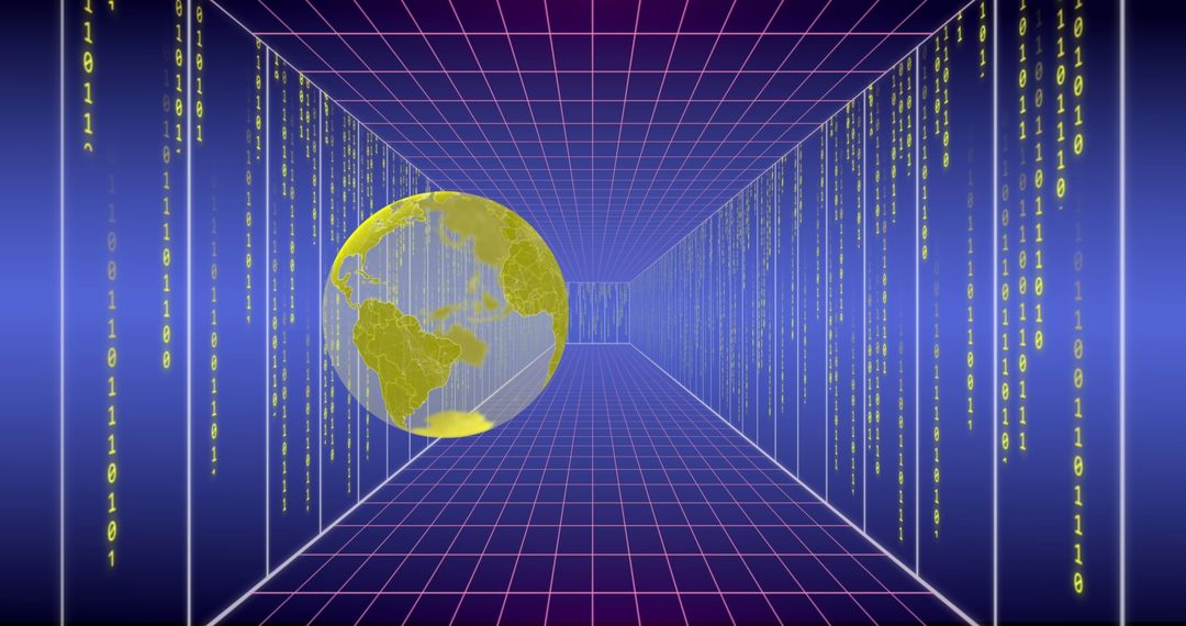 Digital Globe in Futuristic Grid Interface