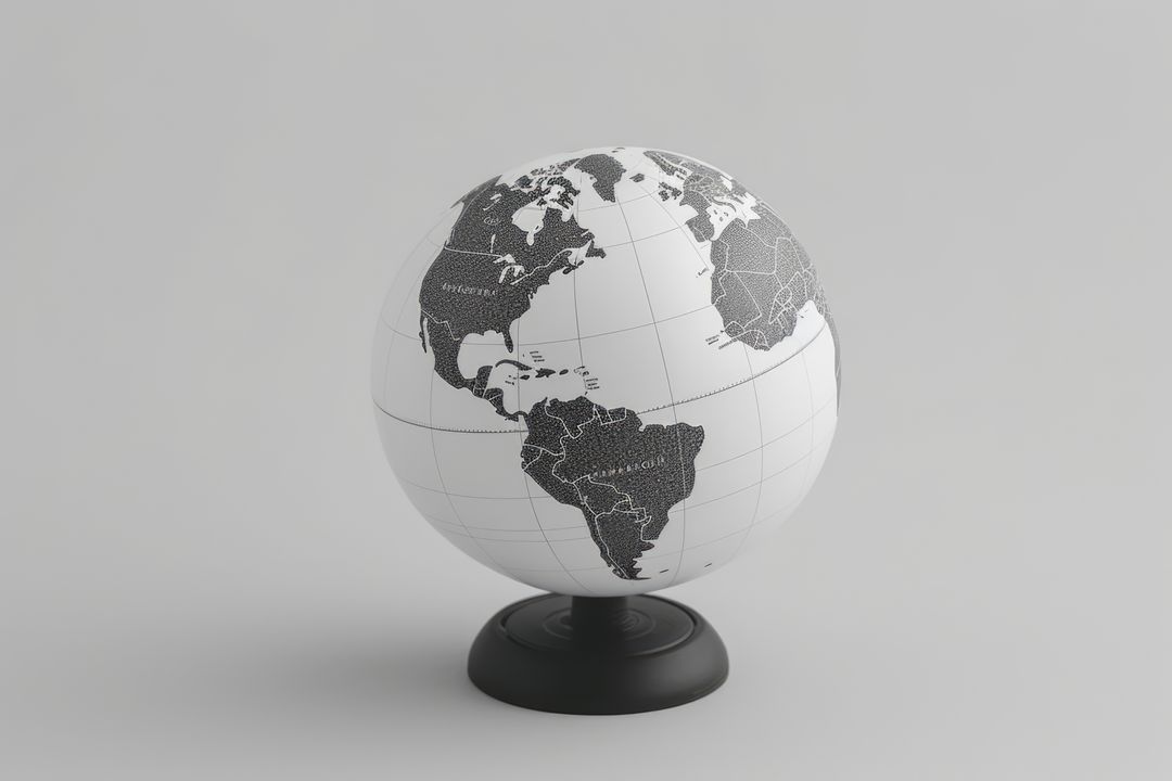 A black and white globe on a plain background, with copy space - Free Images, Stock Photos and Pictures on Pikwizard.com