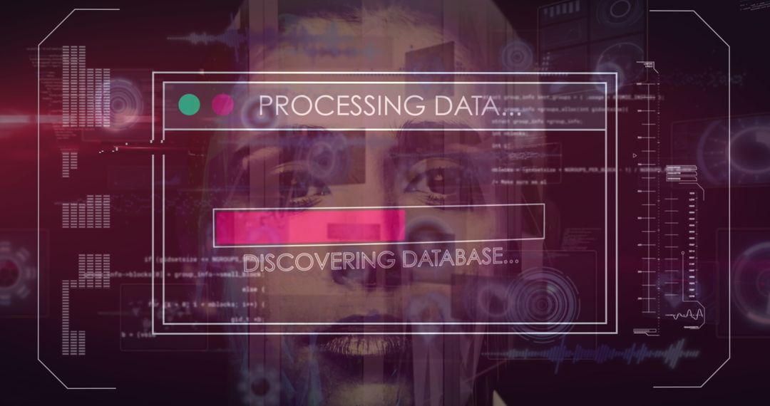 Futuristic Digital Data Processing Overlay on Face
