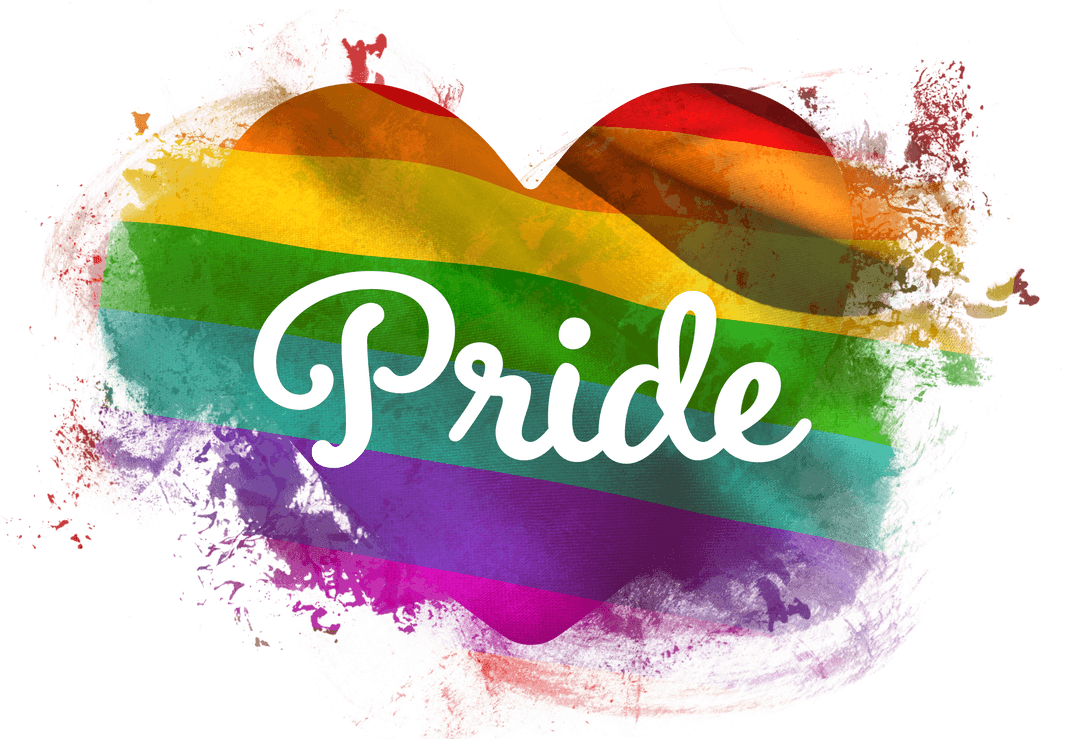 Transparent Pride Text on Rainbow Splash for LGBT Celebration