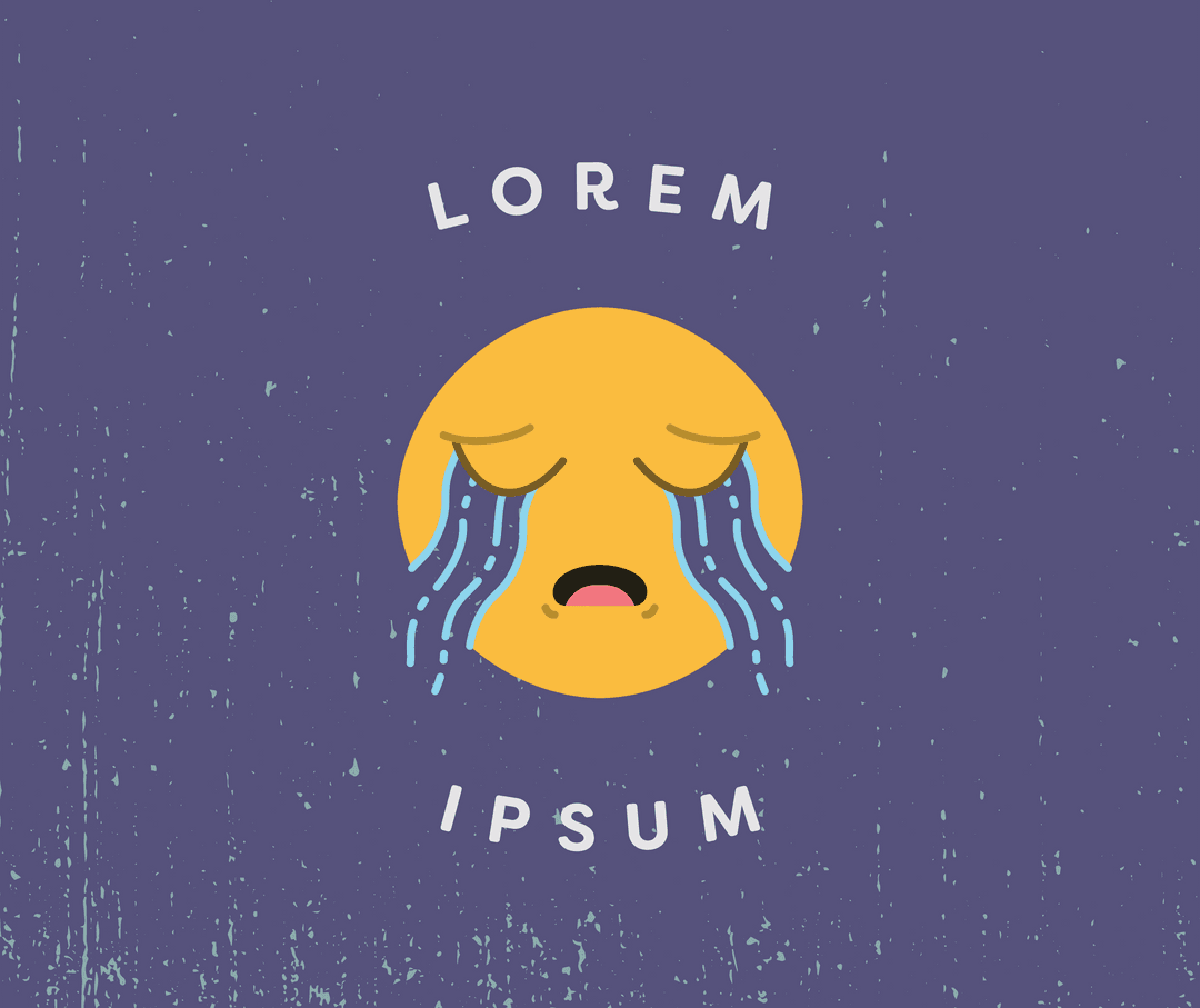 Crying Emoji with Lorem Ipsum Text on Transparent Background