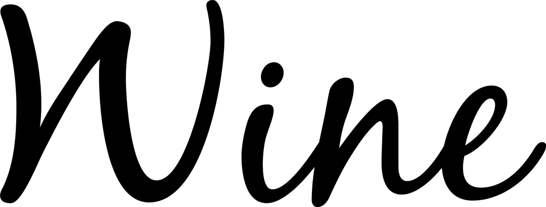 Elegant Black Wine Text on Transparent PNG