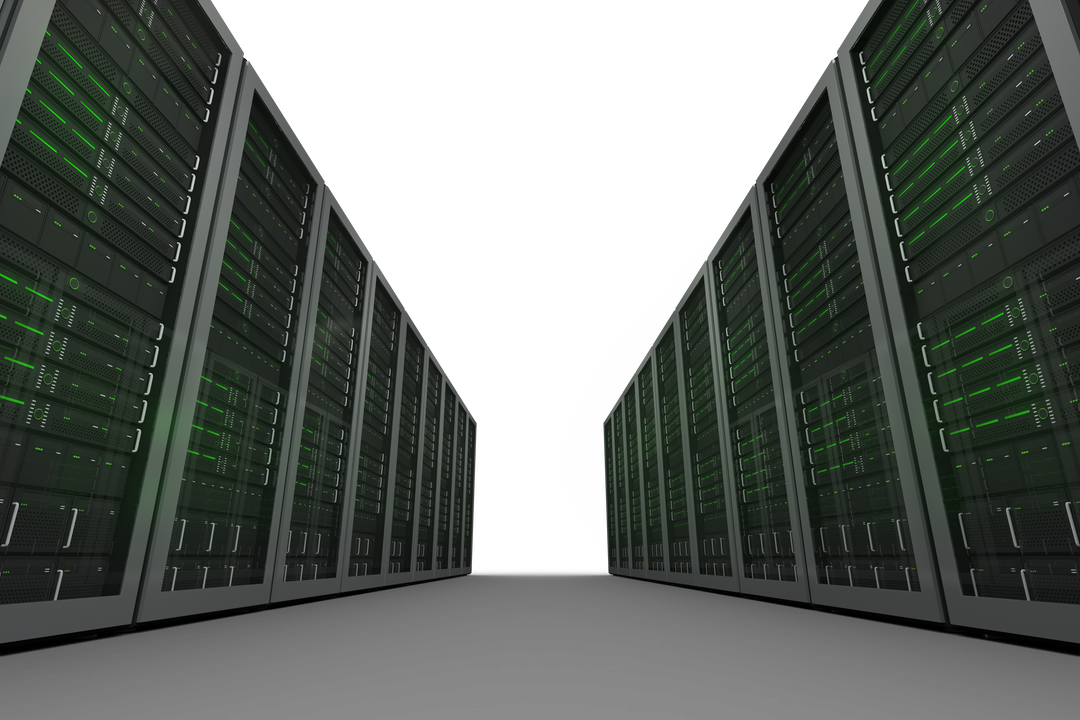 Transparent Server Room with Endless Rows of Green-Lit Servers - Download Free Stock Images Pikwizard.com