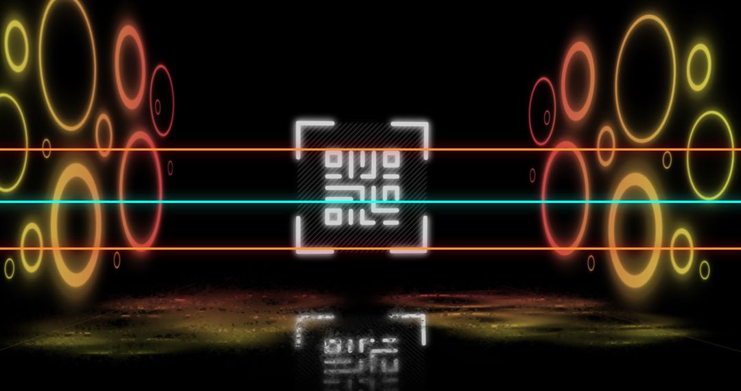 Glowing QR Code with Neon Geometric Shapes