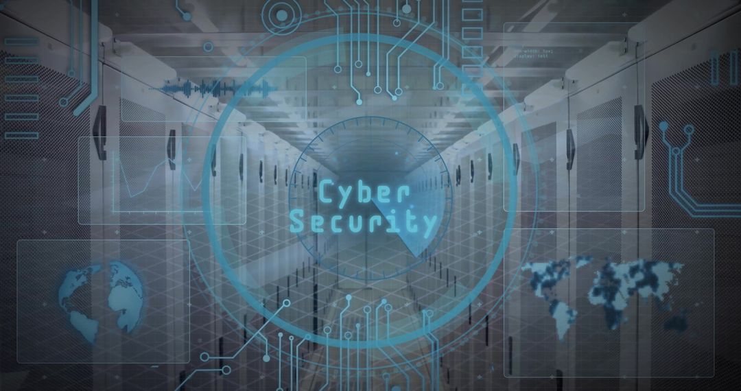 Futuristic Cyber Security Technology Concept with Cloud and Data Processing