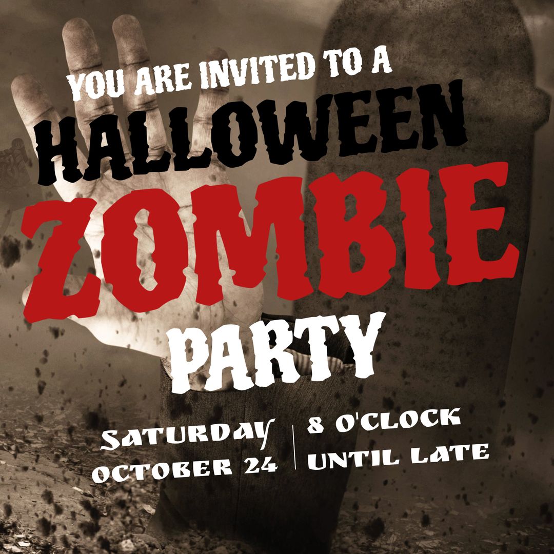 Gripping Zombie Hand Halloween Party Invitation Design