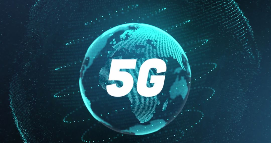 5G Technology Concept with Spinning Digital Globe