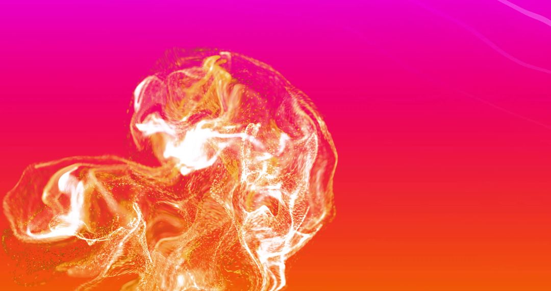 Glowing Abstract Orange Mesh on Vibrant Pink Gradient Background