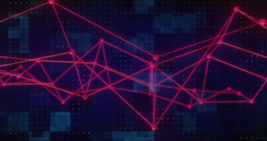 Abstract Network Connections on Digital Grid Background