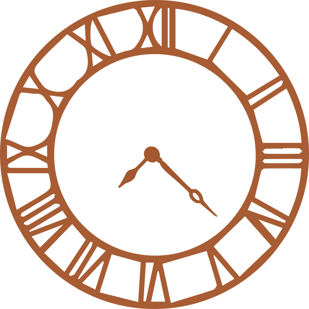 Transparent Copper Roman Numeral Vintage Clock Face Design