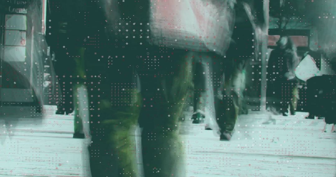 Low Angle View of People Walking with Digital Overlay Art