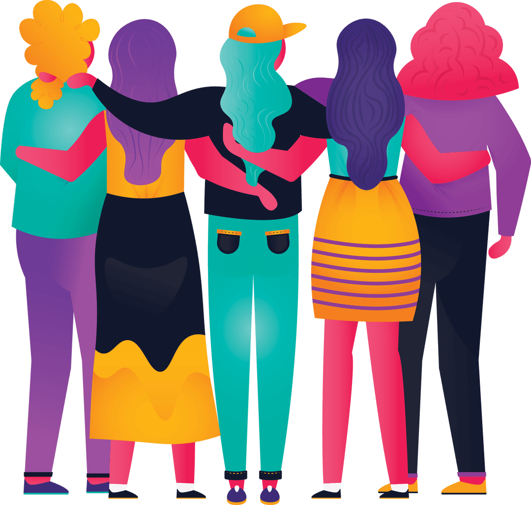 Vibrant Abstract Female Figures on Transparent Background