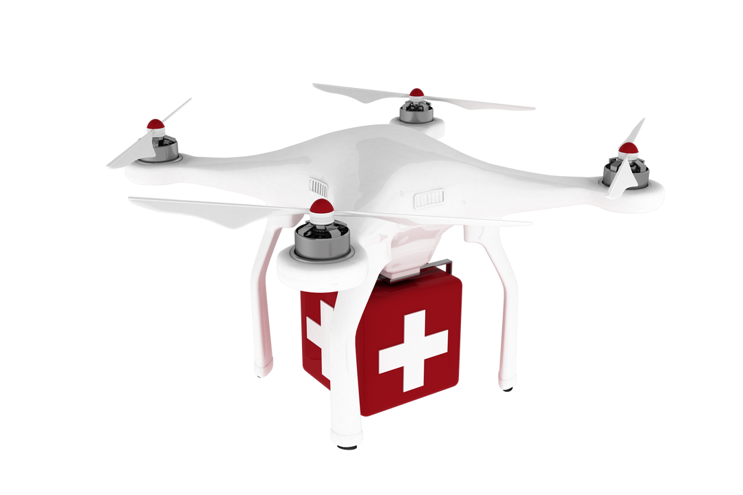 Transparent Illustration of Drone with First Aid Box on Transparent Background - Download Free Stock Images Pikwizard.com