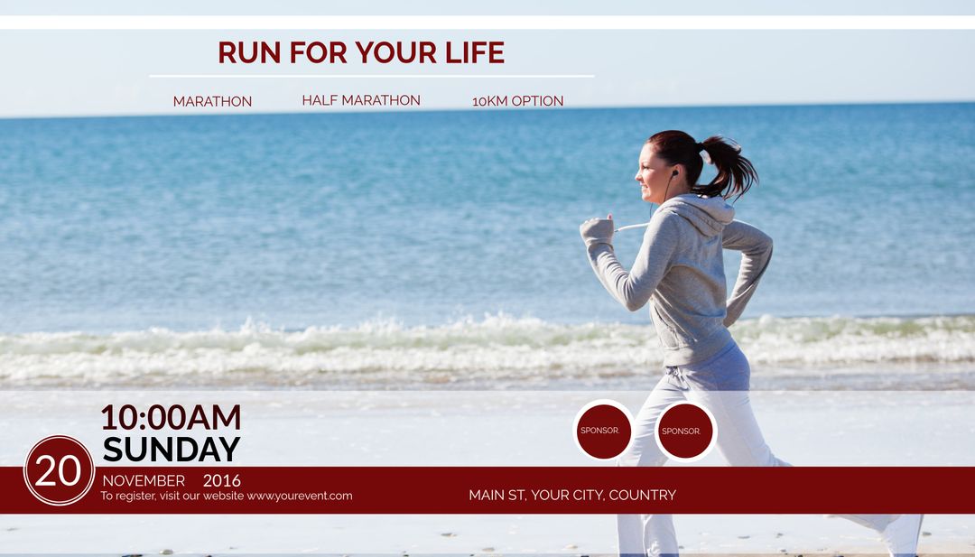 Inspirational Beachside Run Promoting Fitness Motivation