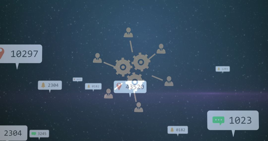 Digital Network with Social Media Metrics and Icons