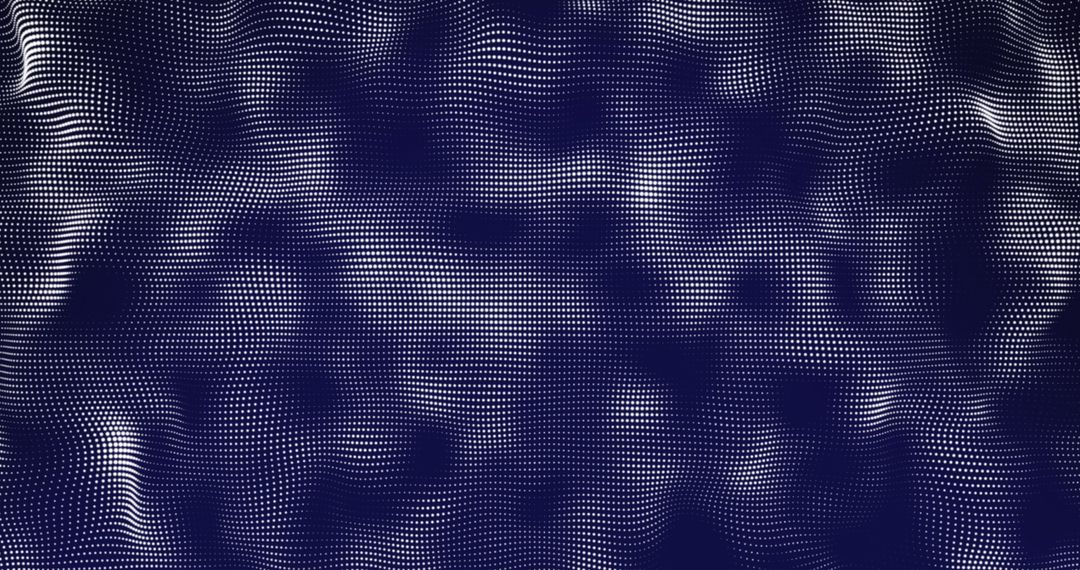 Abstract Wavy Digital Dots on Deep Blue Background