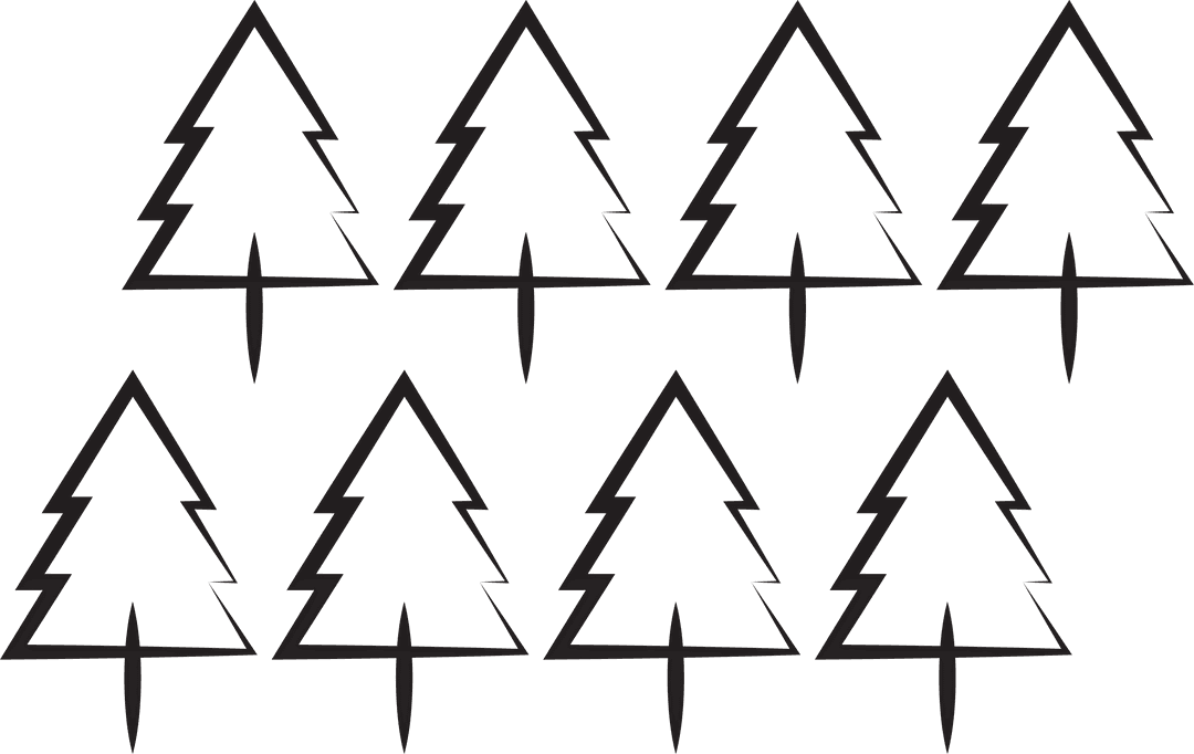 Pattern of Repeated Christmas Trees on Transparent Background