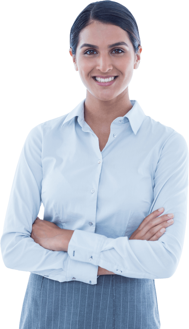 Transparent Portrait of Confident Businesswoman Smiling with Arms Crossed