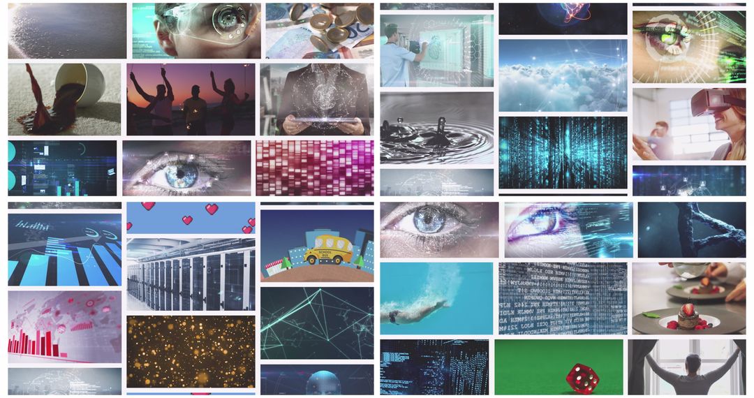 Futuristic Technology Collage Displays Modern Innovation and Connectivity