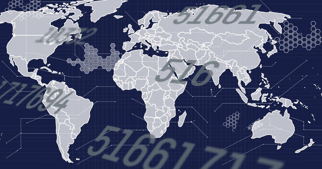 Global Data Processing World Map Interface Technology Background