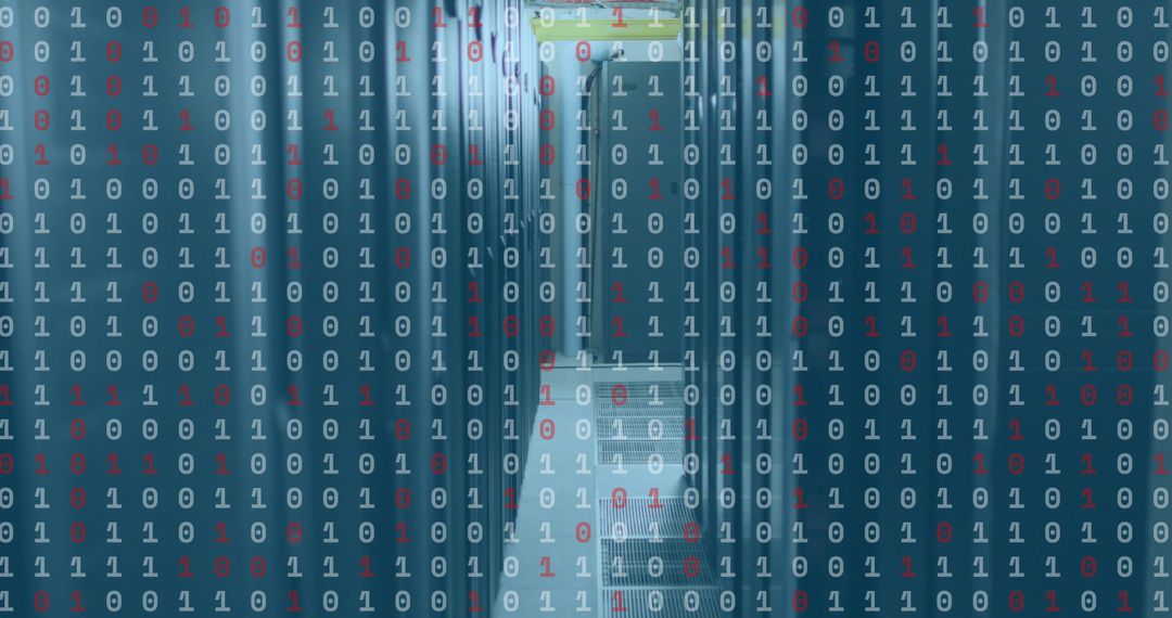 Binary Data Flowing in Modern Server Room