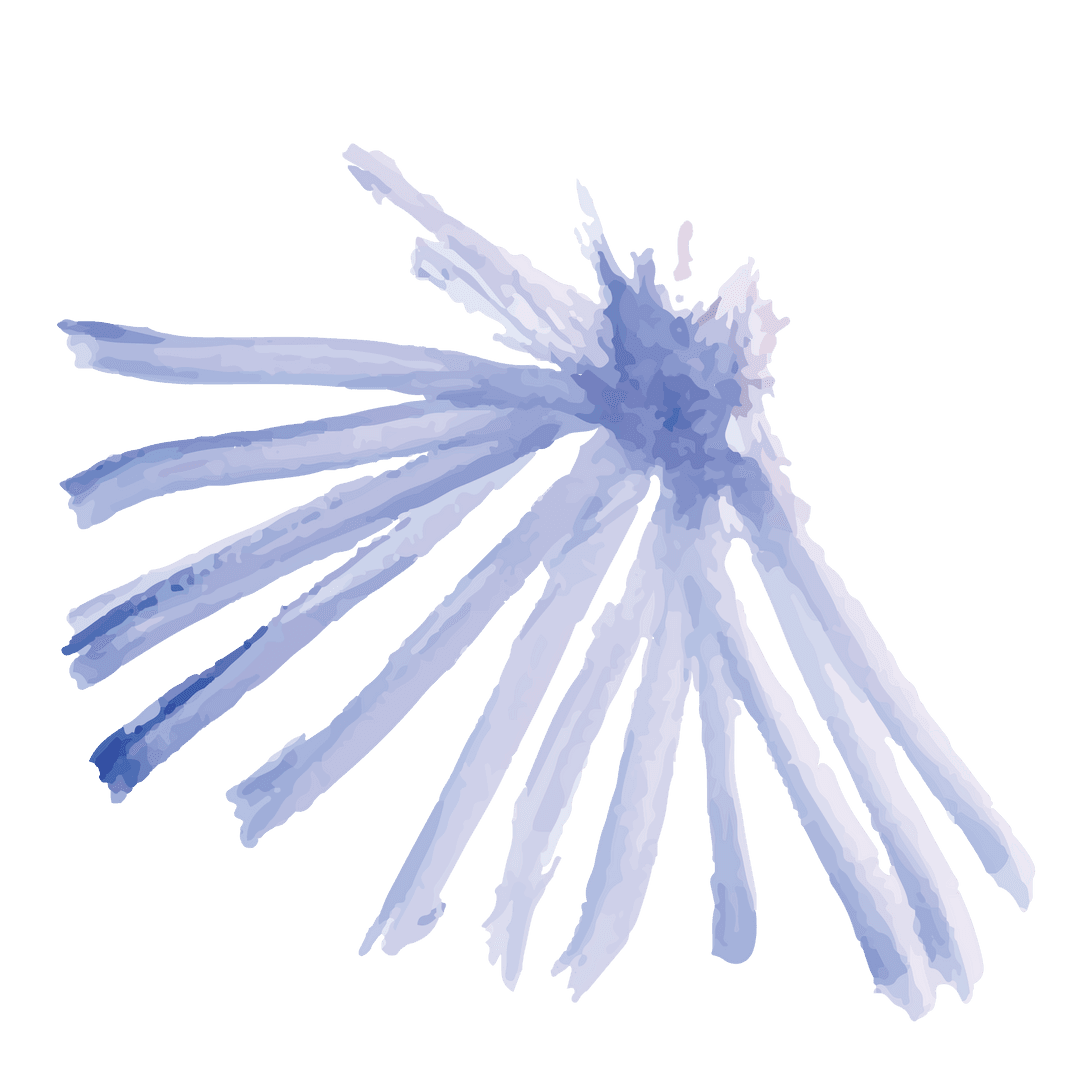 Abstract blue brushstroke on transparent background design element