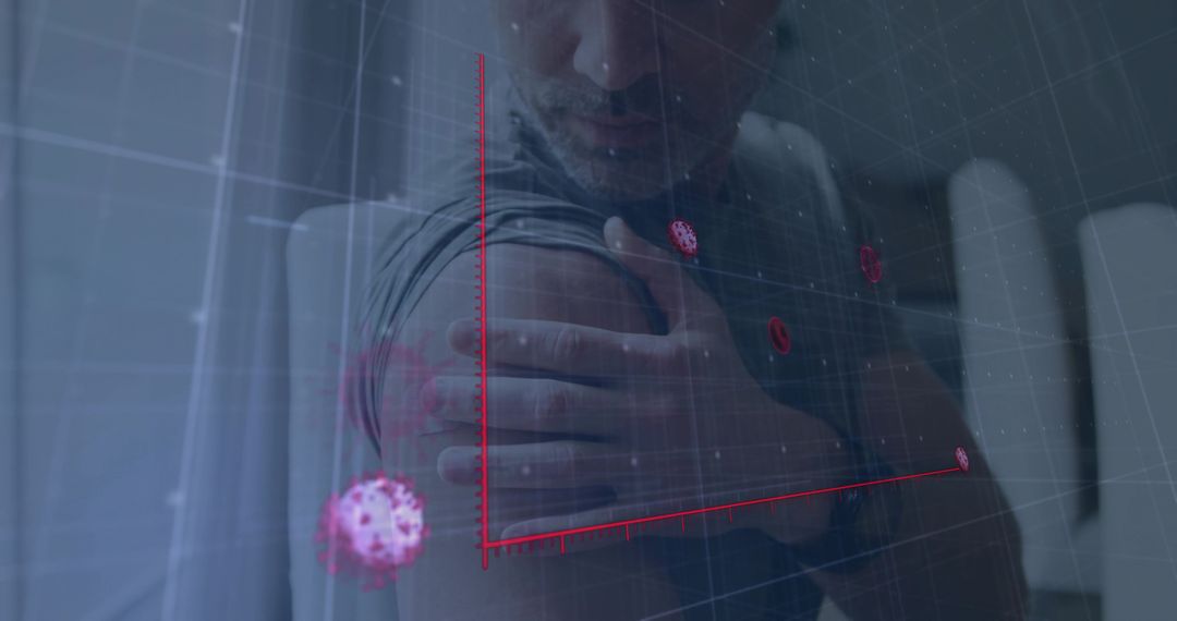 Man Analyzing Health Data with Virtual Graph and Medical Technologies