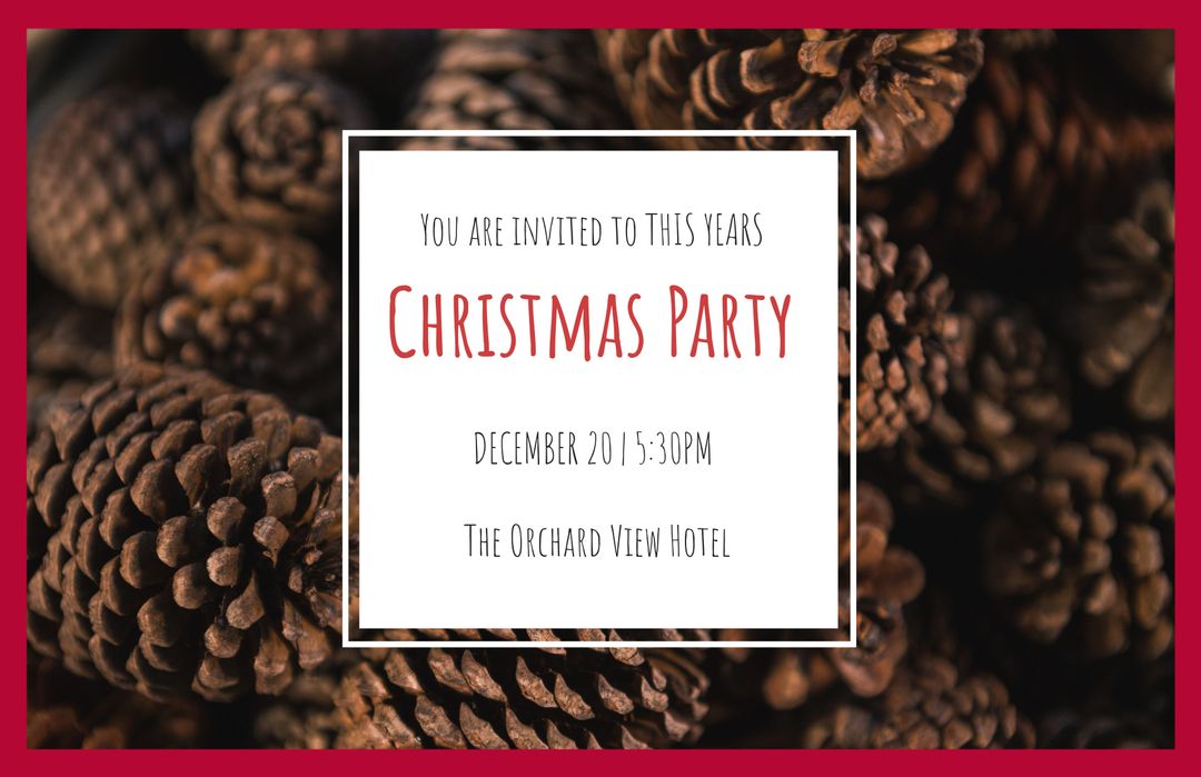 Elegant Christmas Party Invitation with Pine Cones