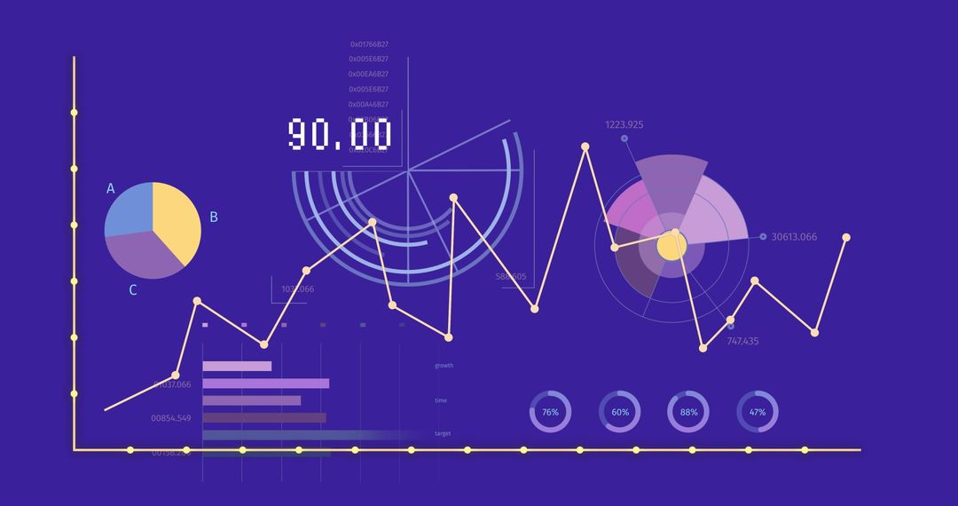 Digital Data Analytics Graphs with Blue Background