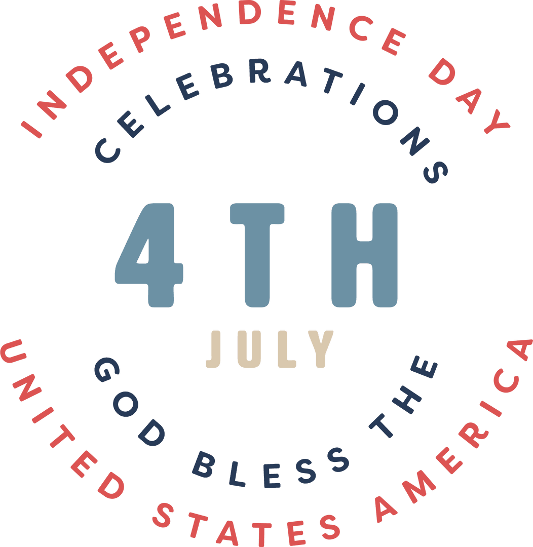 Patriotic 4th of July Transparent Typography Illustration