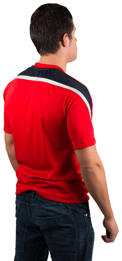 Football Fan Wearing Stylish Red Jersey Isolating on Transparent Background