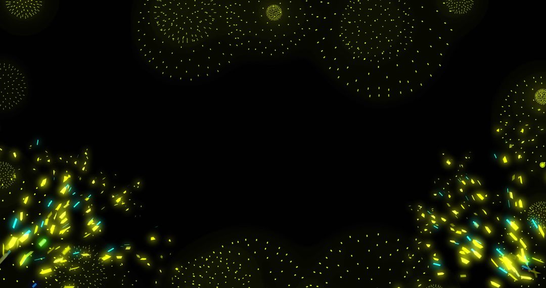 Glowing Fireworks on Black Background for New Year Celebration