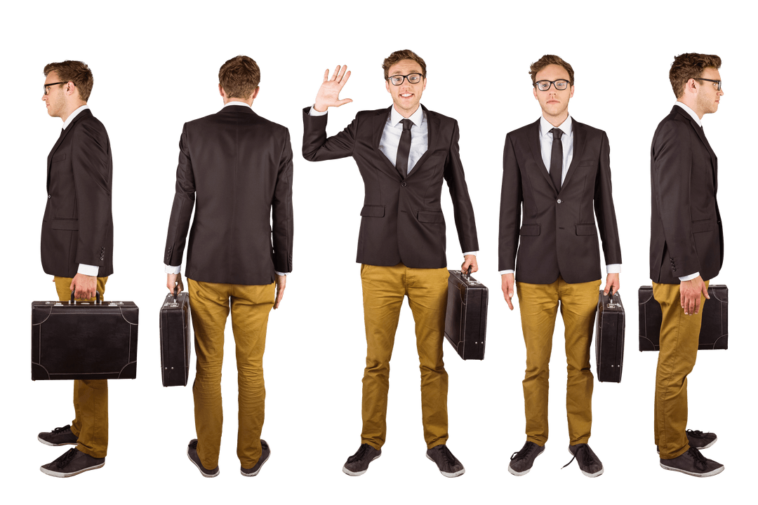 Caucasian Businessman Waving Isolated on Transparent Background