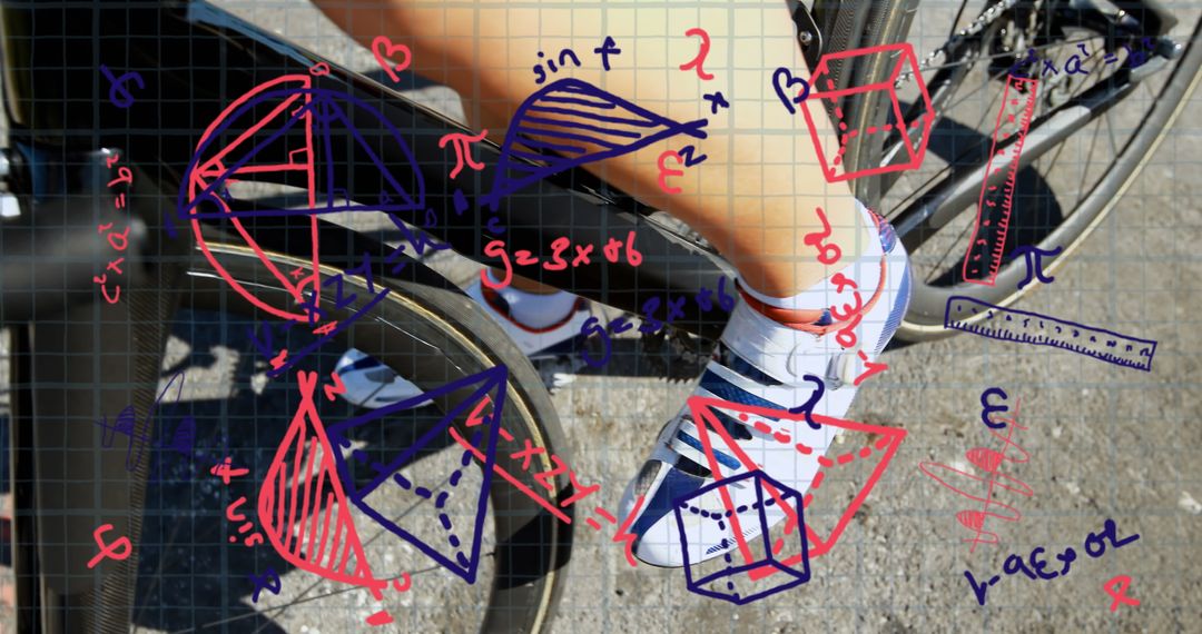 Cyclist Calculating Mathematics Technology Overlay