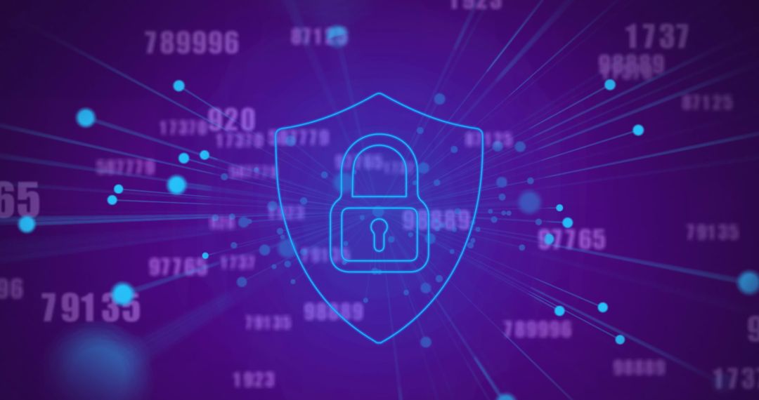 Conceptual Digital Shield with Lock on Data Background
