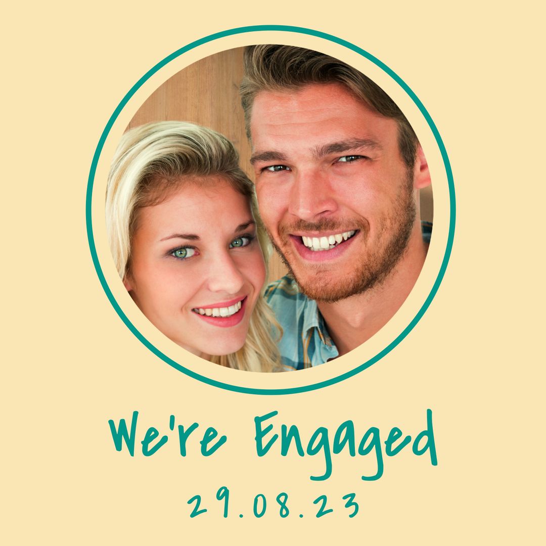 Smiling Couple Announcing Engagement with Joyful Expression - Download Free Stock Templates Pikwizard.com