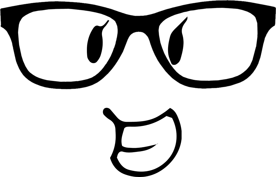 Cheerful Smiling Face with Glasses on Transparent Background