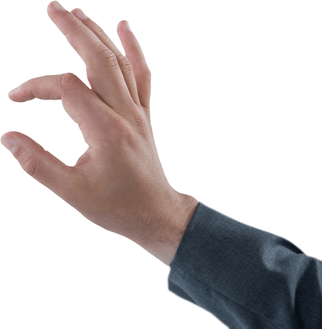 Transparent Hand Gesturing OK Sign Business Concept