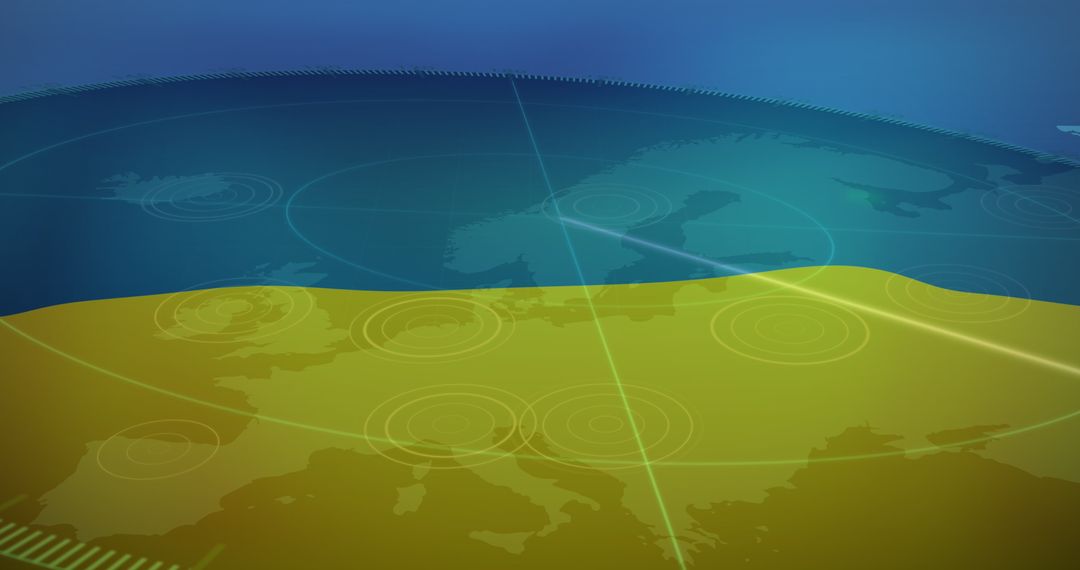 Radar Scanning over Ukraine Map in Geopolitical Concept Art
