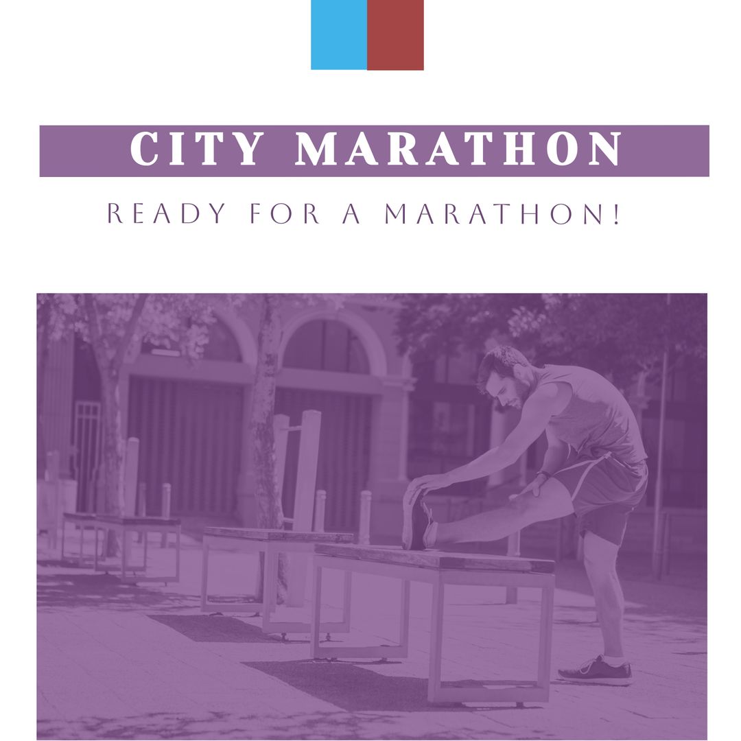 Man Preparing for City Marathon Stretching in Urban Environment