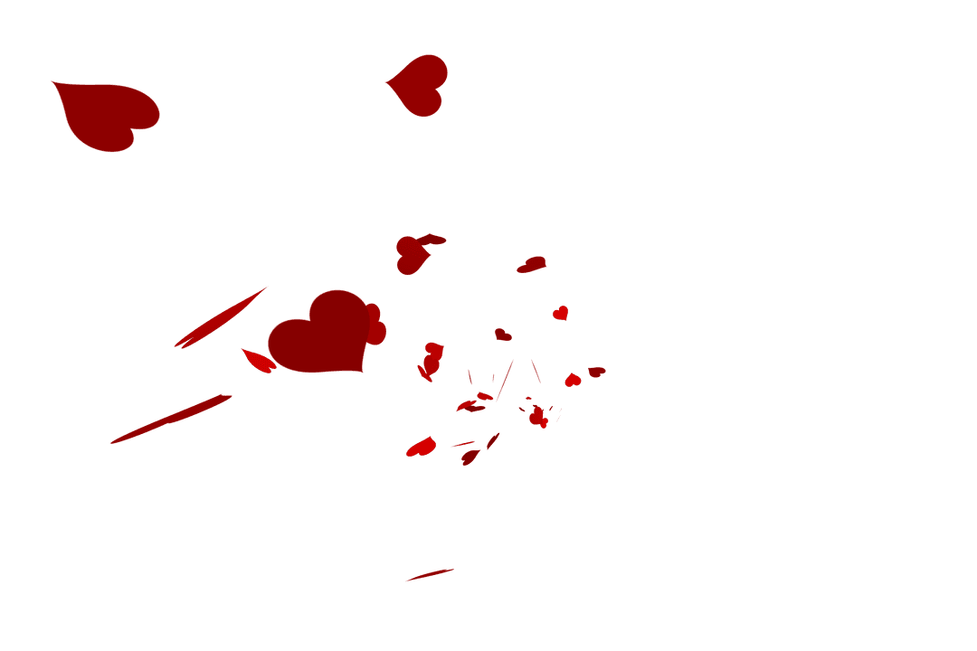 Red Heart Scatter on Transparent Background for Valentine Concept