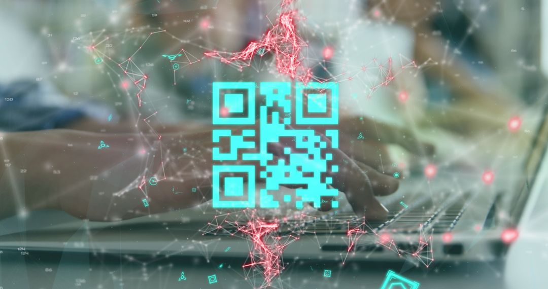 QR Code Over Laptop Keyboard Highlighting Digital Transactions