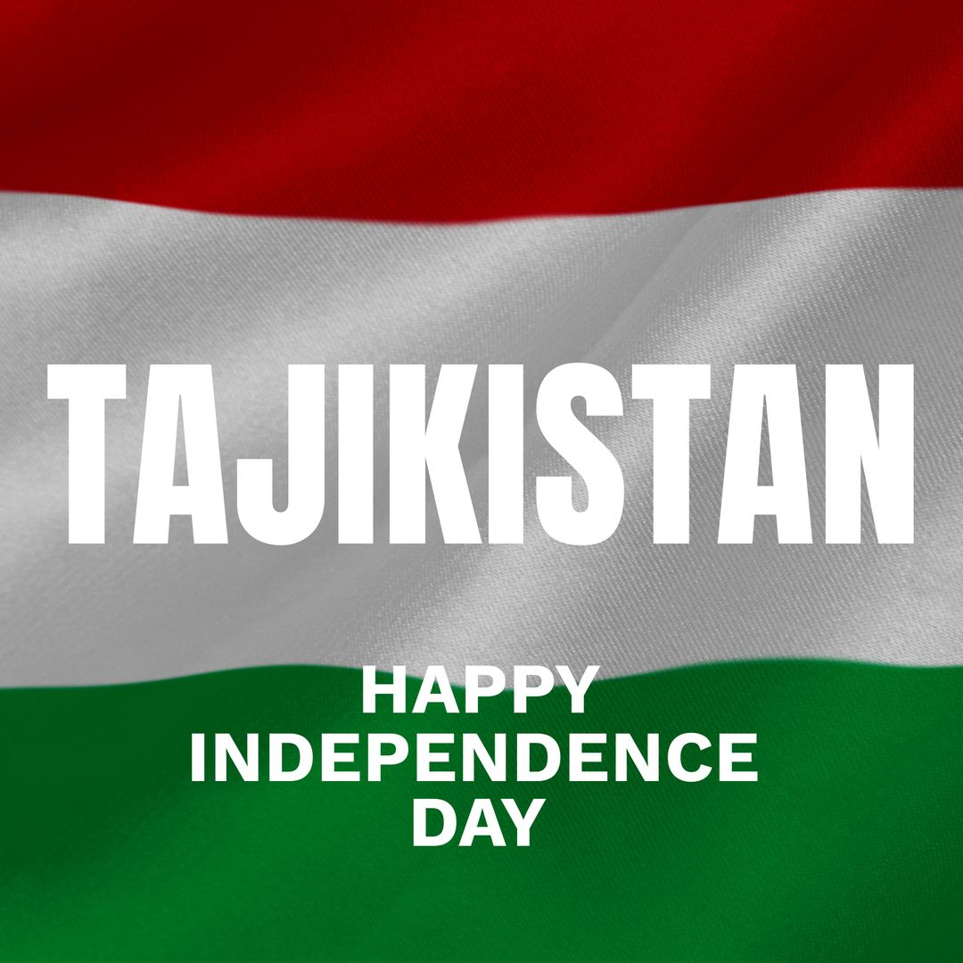 Tajikistan Independence Day Text on National Flag Background