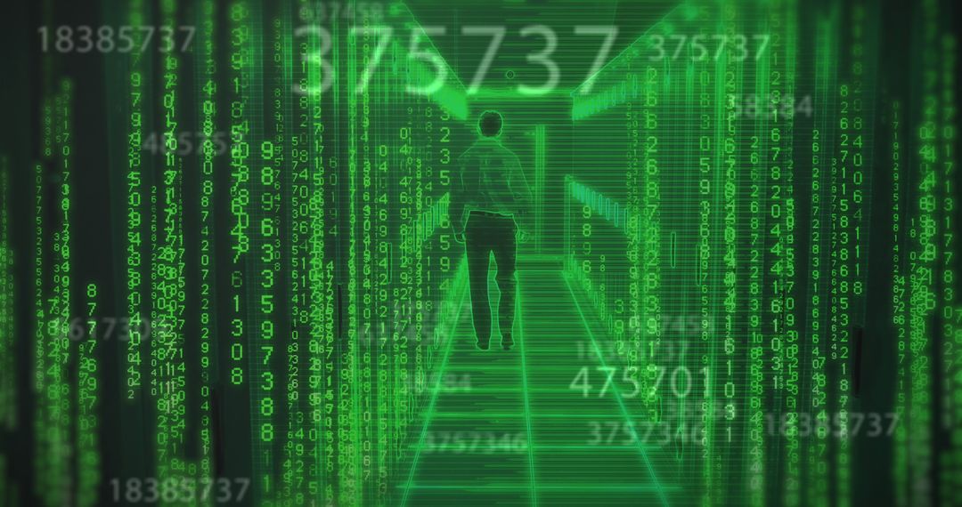 Image of binary coding and data processing over caucasian man by computer servers - Free Images, Stock Photos and Pictures on Pikwizard.com