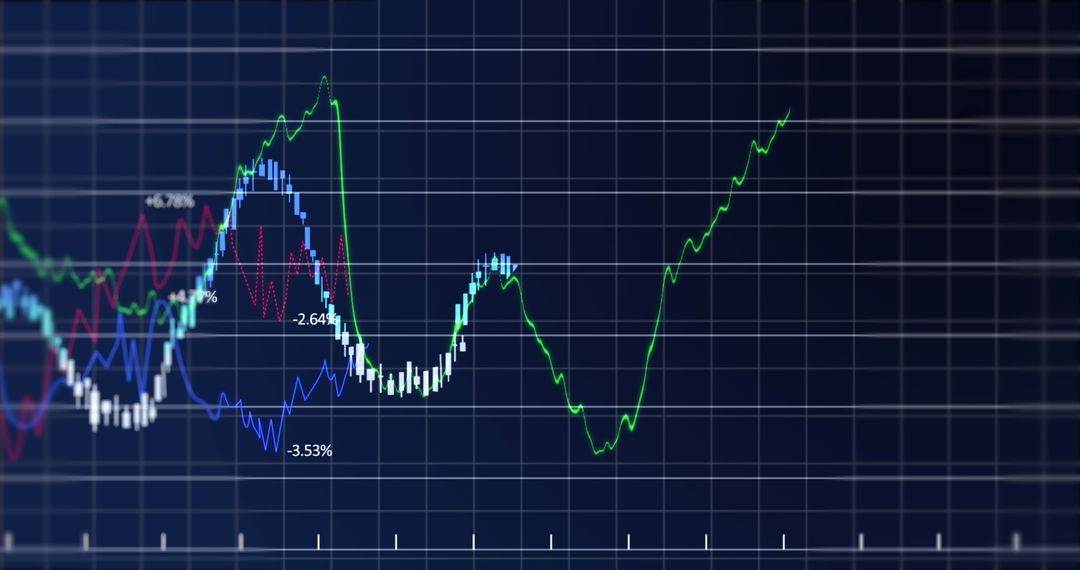 Financial Graph Showing Indices Trends on Blue Background