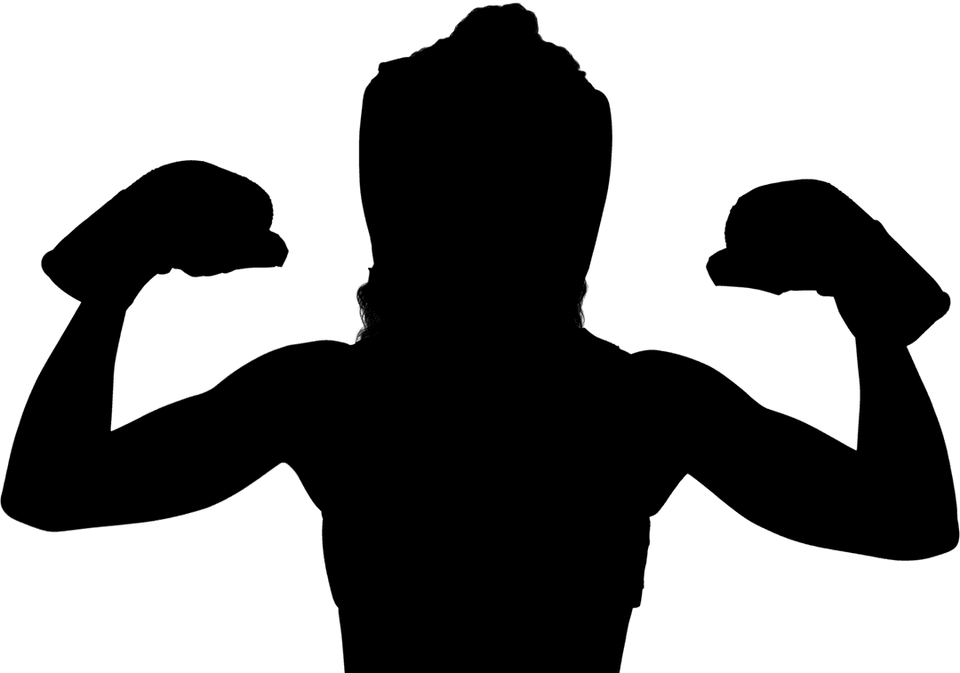 Silhouette of Female Boxer with Helmet and Gloves on Transparent Background