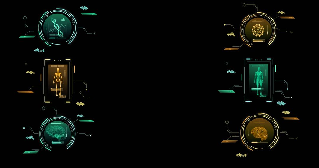 Digital Science and Data Processing Visualization on Black Background