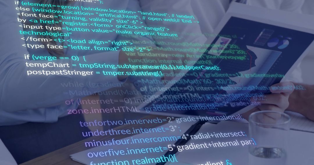 Colleagues Collaborating with Digital Technology Data Analytics