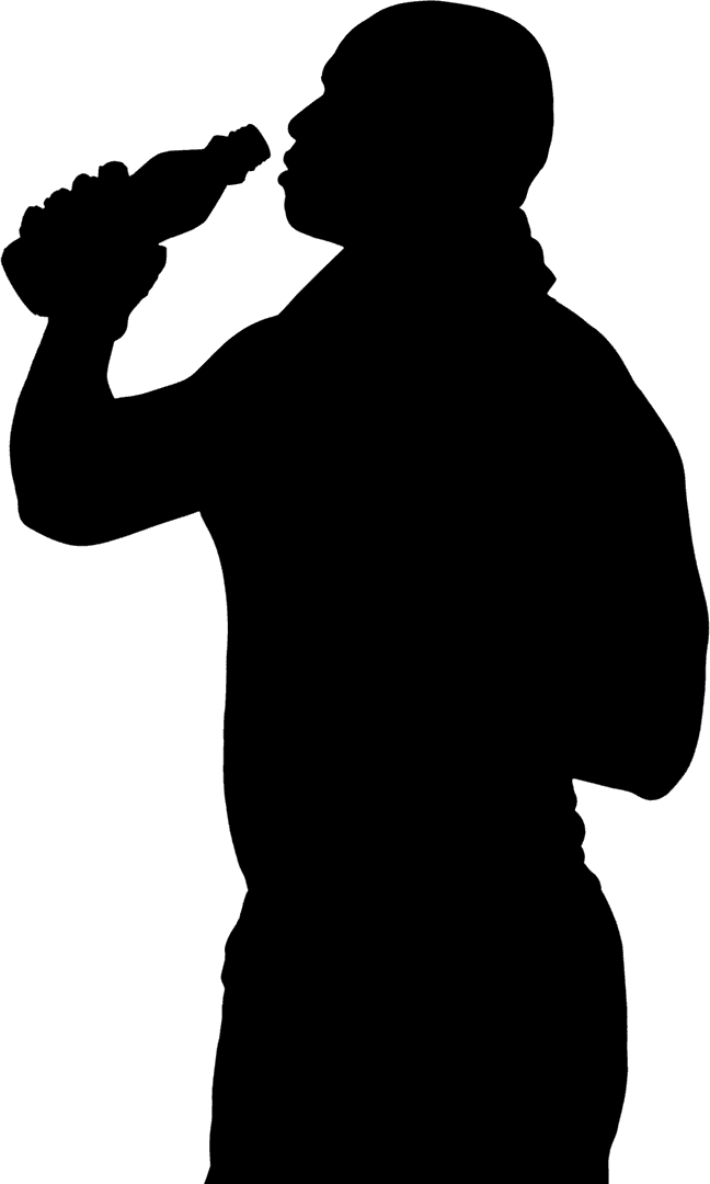 Silhouette of Sportsman Drinking Water on Transparent Background