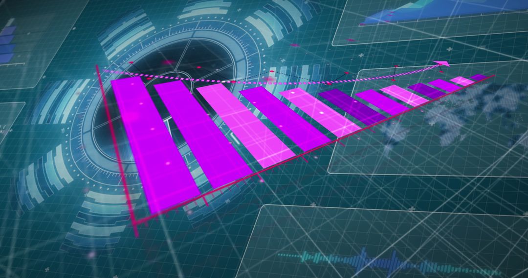 Futuristic Graphs Overlapping Digital Interface on World Map